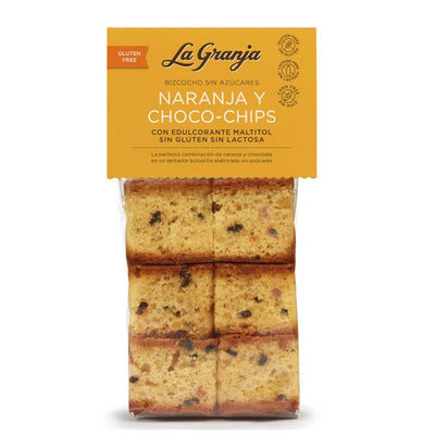 Bizcocho Naranja y Chips sin azúcares, sin gluten y sin lactosa 350 gr