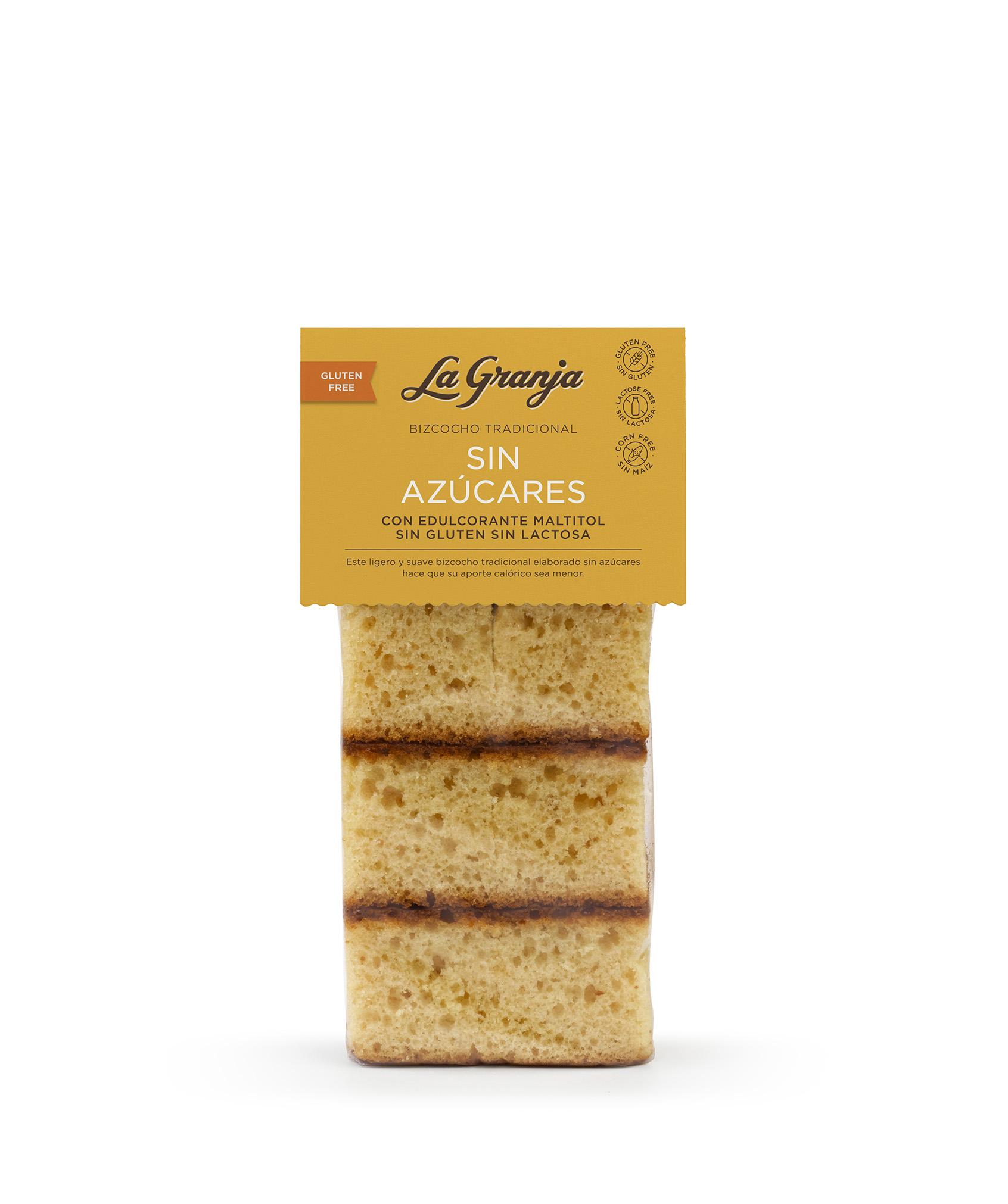 Bizcocho tradicional sin azúcares, sin gluten y sin lactosa