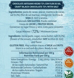 Chocolate Negro 72% con Flor de Sal