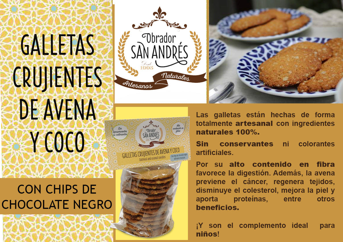 Galletas avena y coco con chocolate
