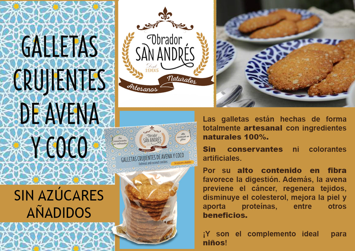 Galletas avena y coco sin azúcares añadidos