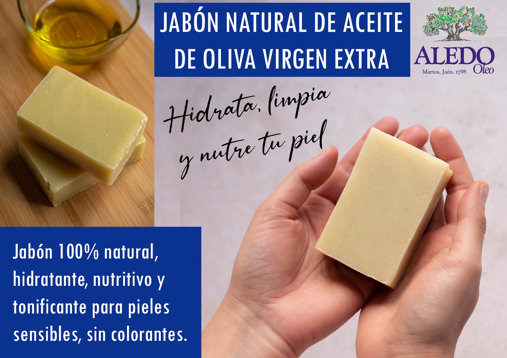 Jabón Natural de Aceite de Oliva Virgen Extra — Aledo | Piel Sensible