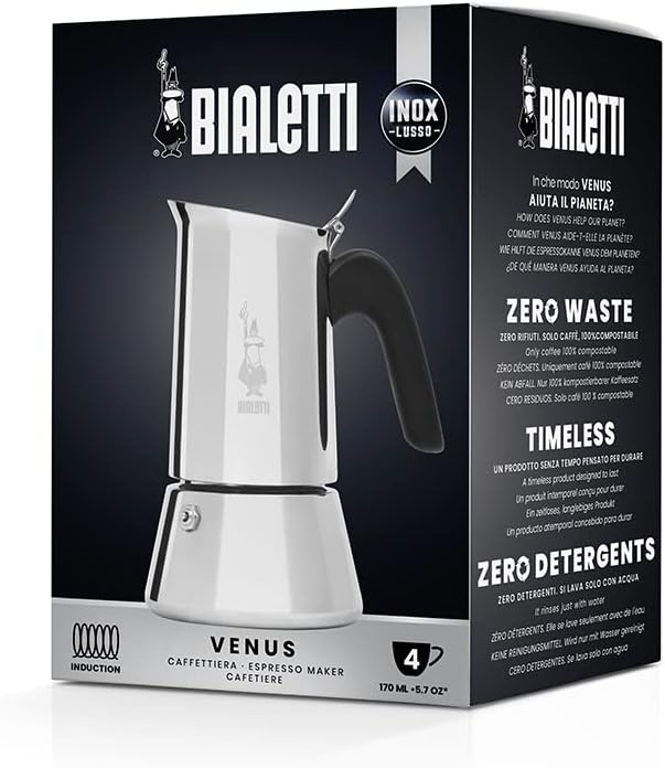 Bialetti Cafetera Venus, Acero Inoxidable, Apta para Inducción