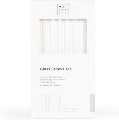 Set de 6 Pajitas de Cristal de Borosilicato + Cepillo