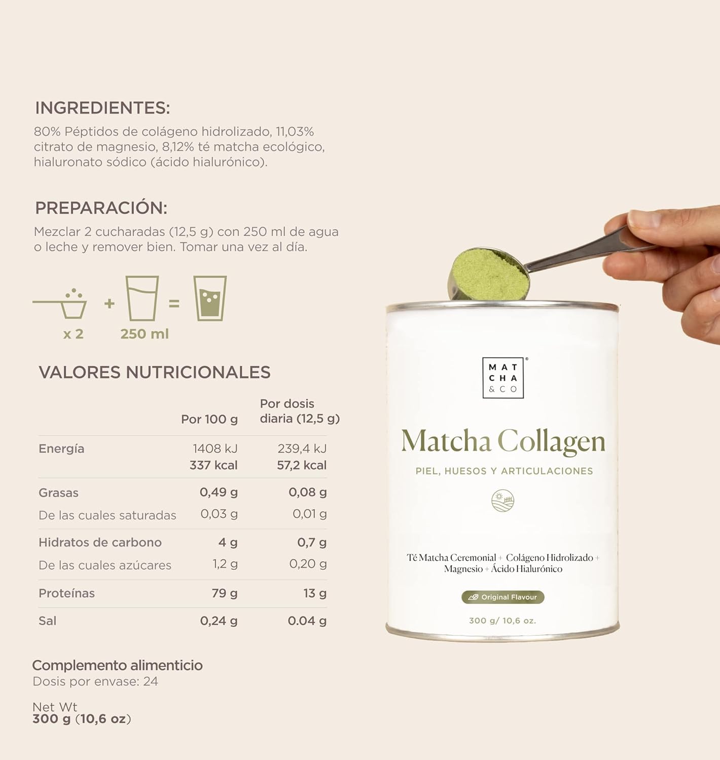 Colágeno con té matcha / vainilla