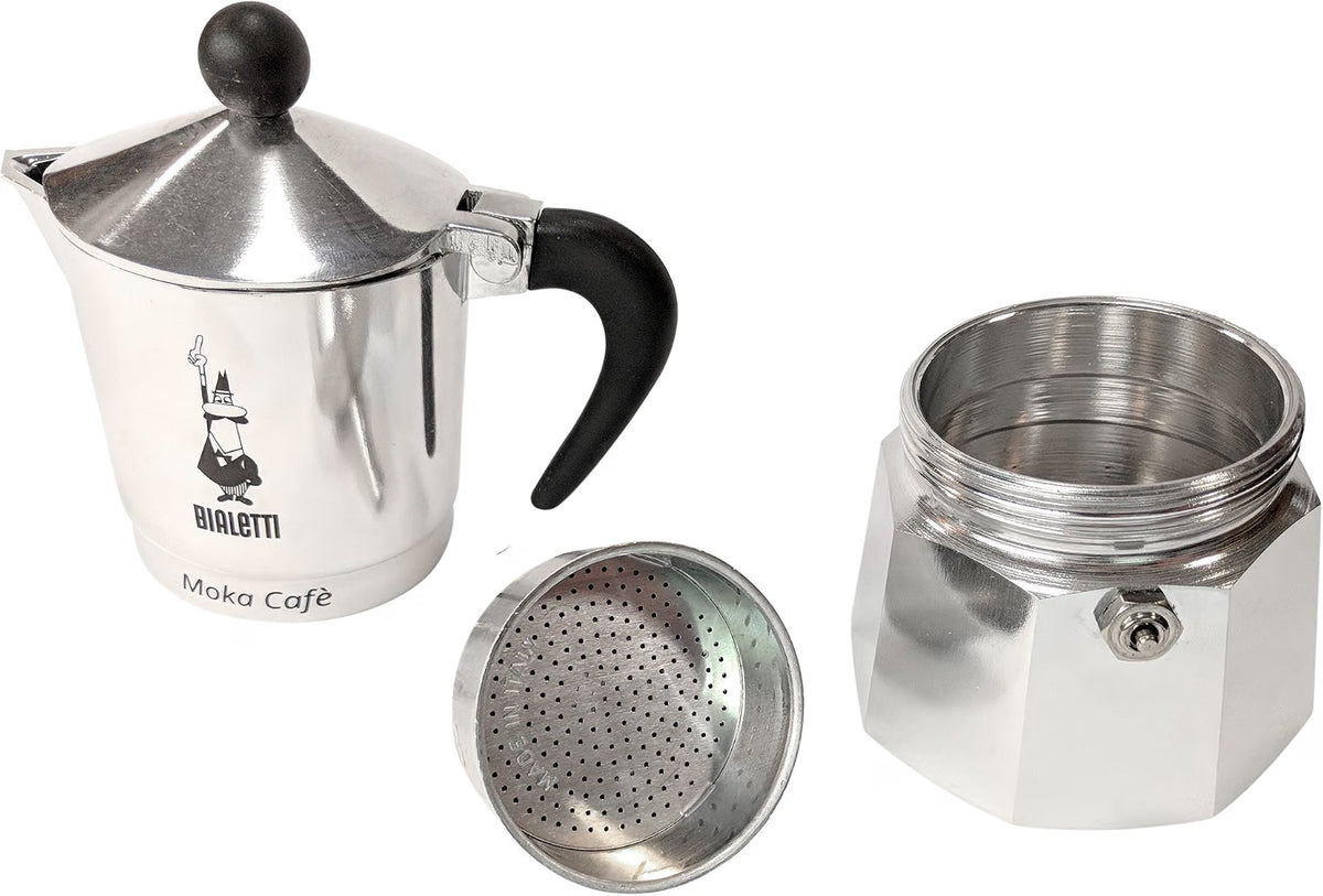 Cafetera Italiana Bialetti Break 3 Tazas — Aluminio, Gris