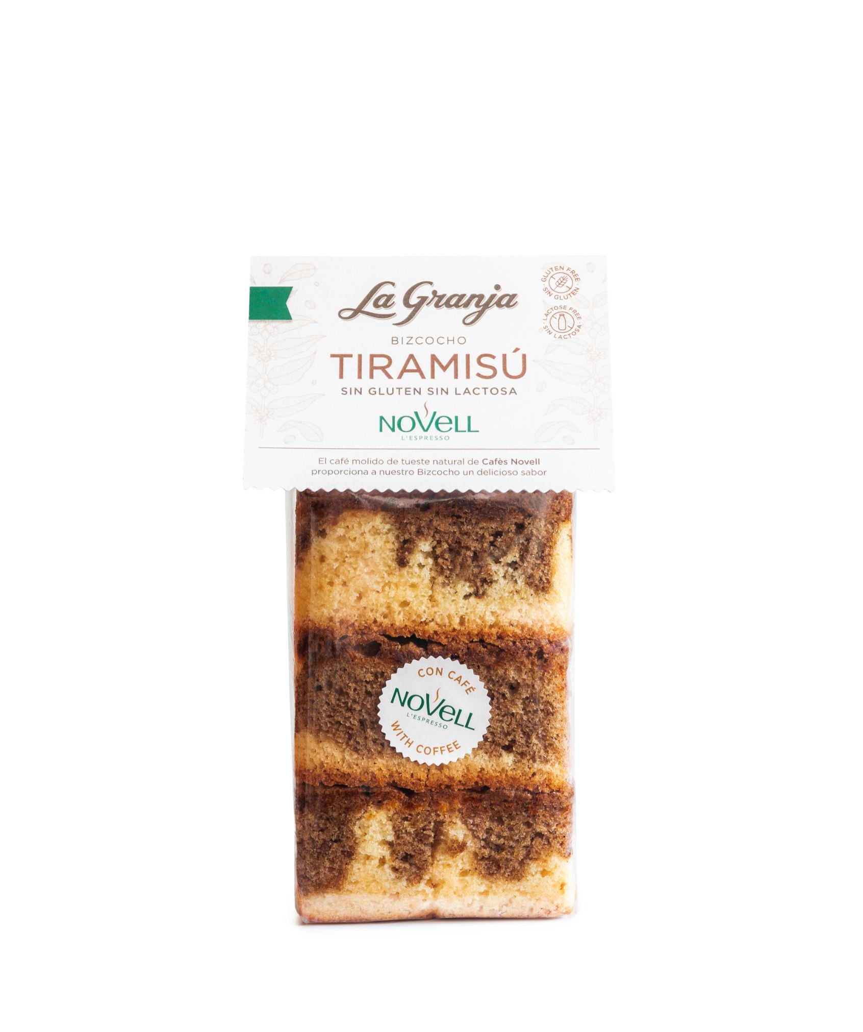 Bizcocho Tiramisú Sin Gluten y Sin Lactosa · La Granja Foods & Cafés Novell · 350 g