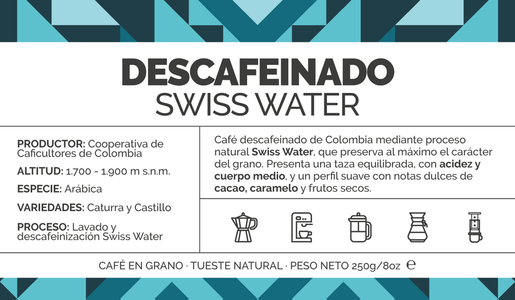 Descafeinado Swiss Water Colombia kilo