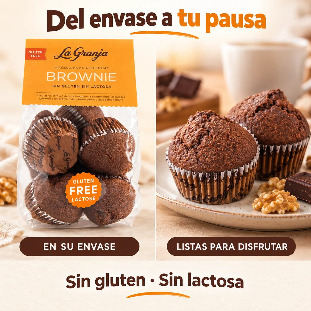 Magdalena brownie de cacao sin lactosa y sin aceite de palma
