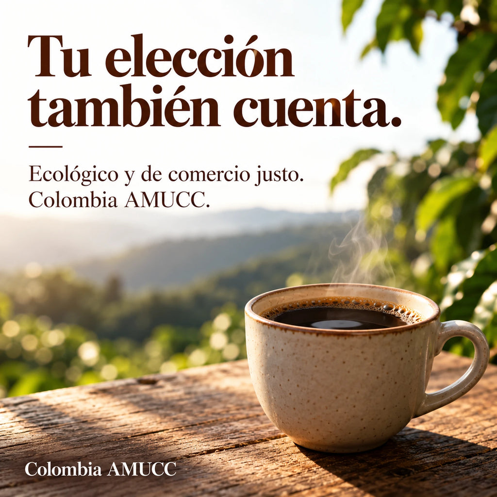 Tu elección también cuenta. Ecológico y de comercio justo. Colombia AMUCC. Colombia AMUCC.