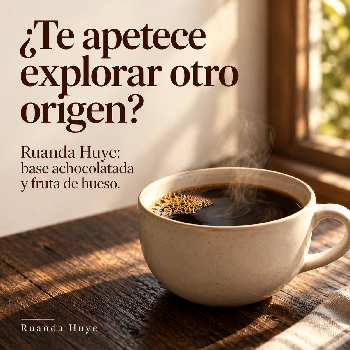 ¿Te apetece explorar otro origen? Ruanda Huye: base achocolatada y fruta de hueso. Ruanda Huye.