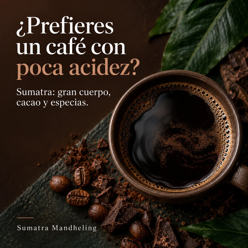¿Prefieres un café con poca acidez? Sumatra: gran cuerpo, cacao y especias. Sumatra Mandheling.