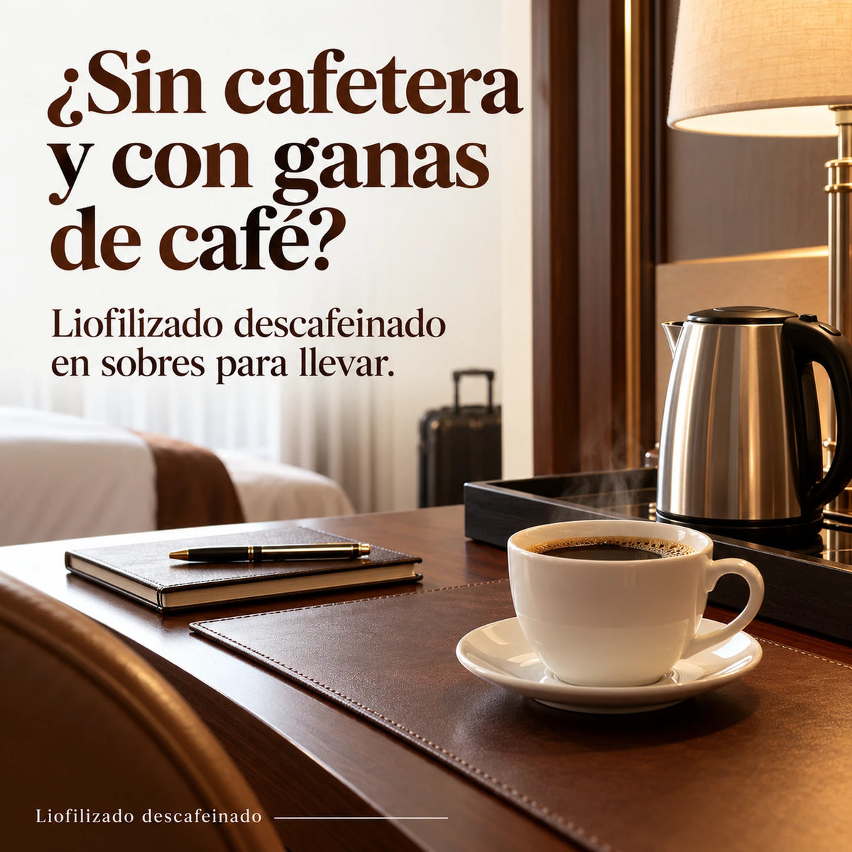 ¿Sin cafetera y con ganas de café? Liofilizado descafeinado en sobres para llevar. Liofilizado descafeinado.