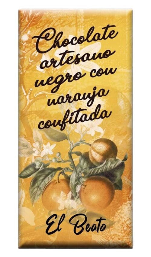 Chocolate Negro 72% con naranja confitada