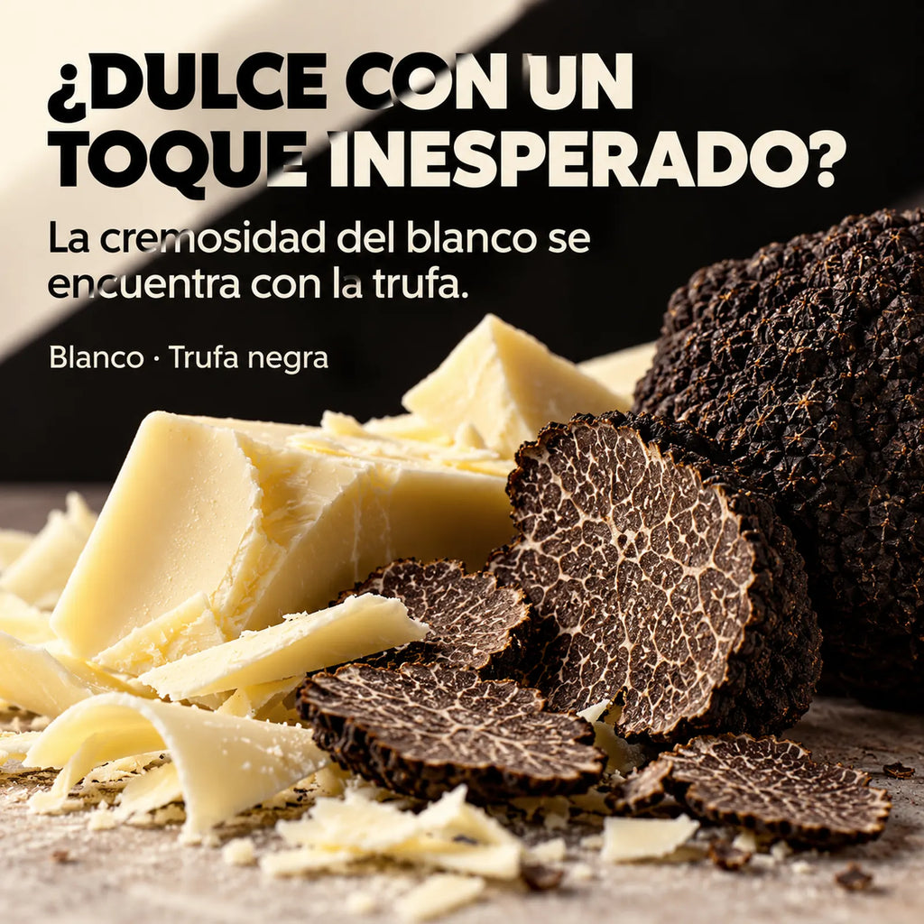 Chocolate blanco con trufa negra · descubre su combinación de sabores