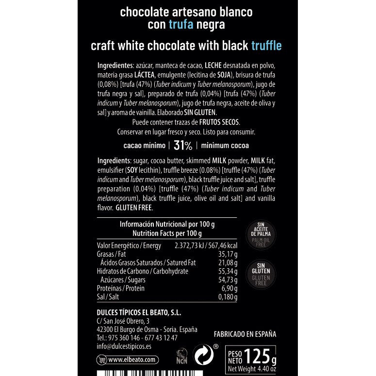 Chocolate blanco con trufa negra