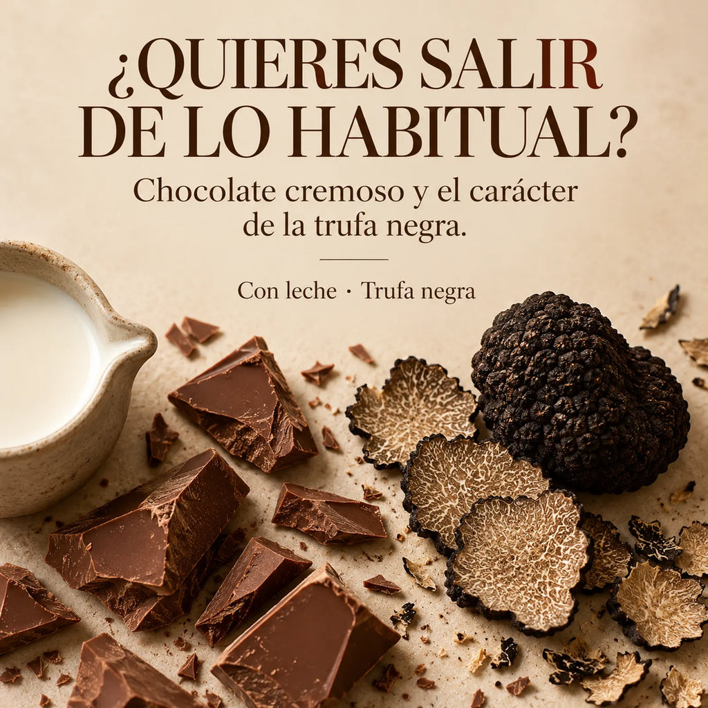 Chocolate con leche con trufa negra · descubre su combinación de sabores