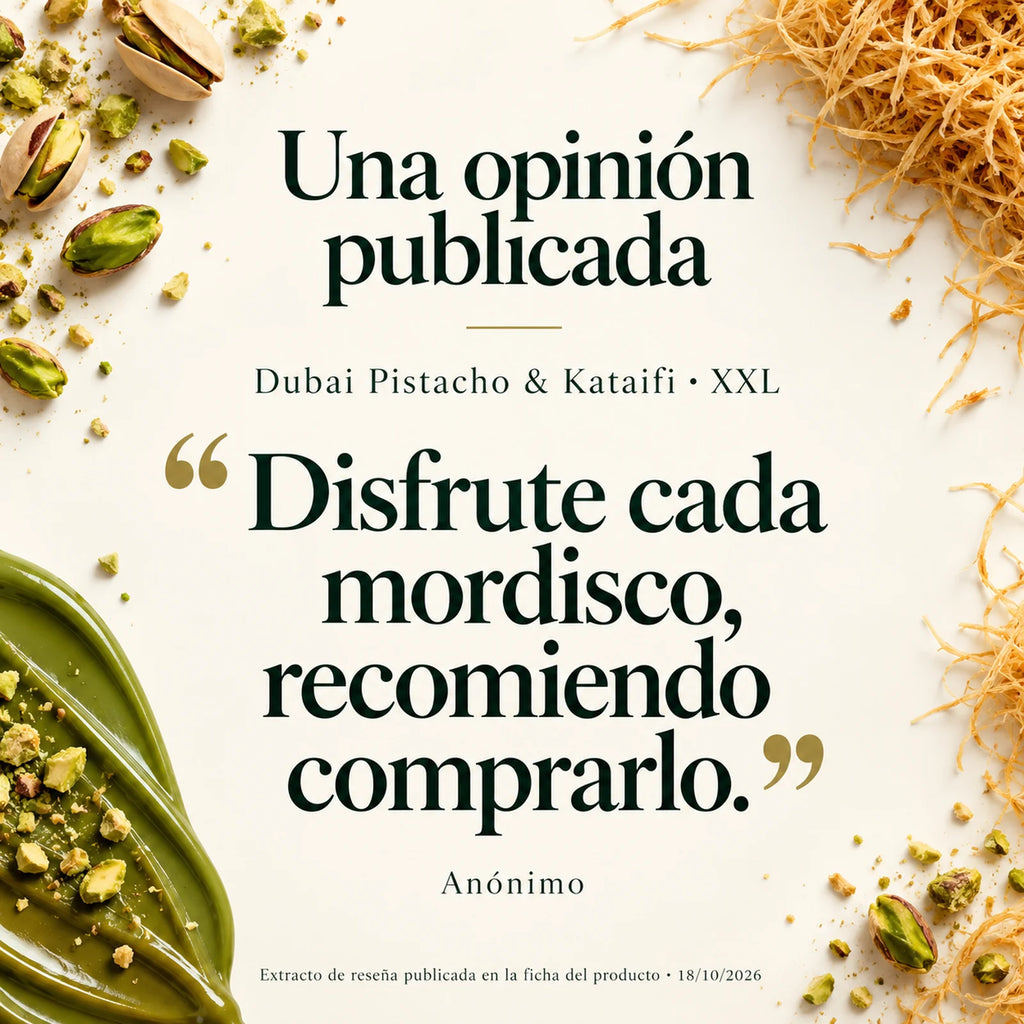 Chocolate Dubai de Pistacho y Kataifi 400g · extracto de una reseña publicada