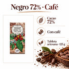 Chocolate Negro 72% con Café · ingredientes, sabor y formato