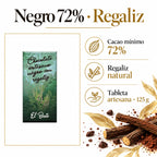 Chocolate Negro 72% con Regaliz · ingredientes, sabor y formato