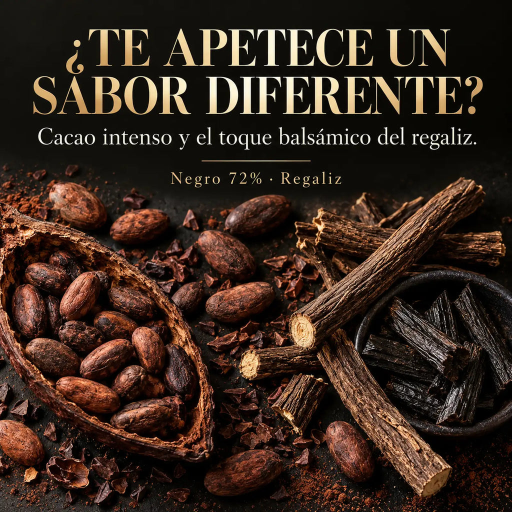 Chocolate Negro 72% con Regaliz · descubre su combinación de sabores