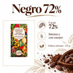 Chocolate negro 72% · ingredientes, sabor y formato