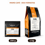Comparativa de formatos del Blend Caribe de Supracafé: bolsa de 250 g junto a bolsa de 1 kg