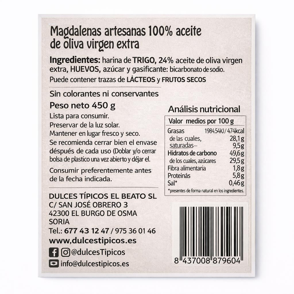 Magdalenas de Aceite de Oliva Virgen Extra (AOVE)