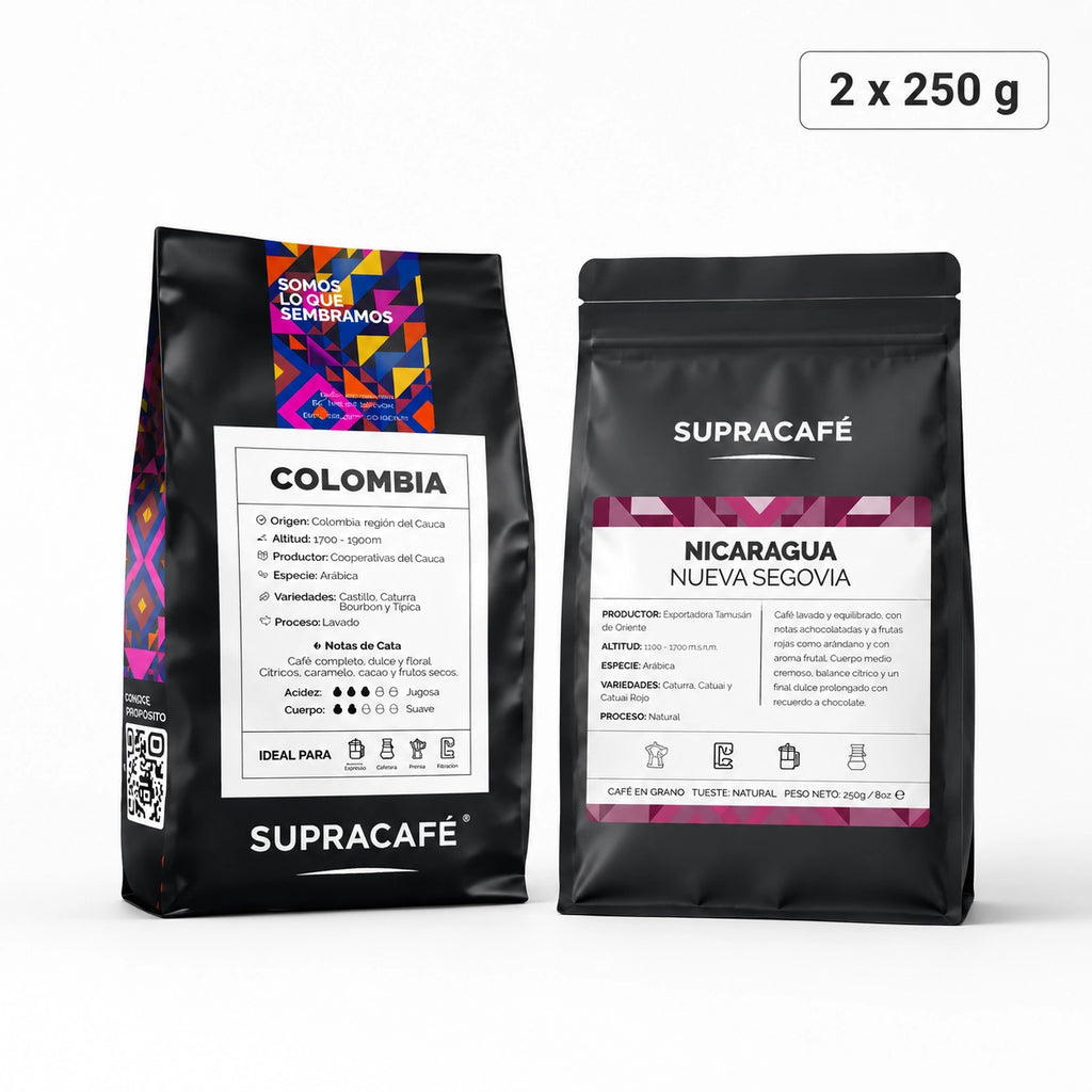 Pack Descubrimiento Colombia + Nicaragua, 2x250 g