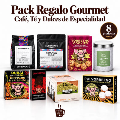 Pack Regalo Gourmet · Café, Té y Dulces de Especialidad (8 productos)