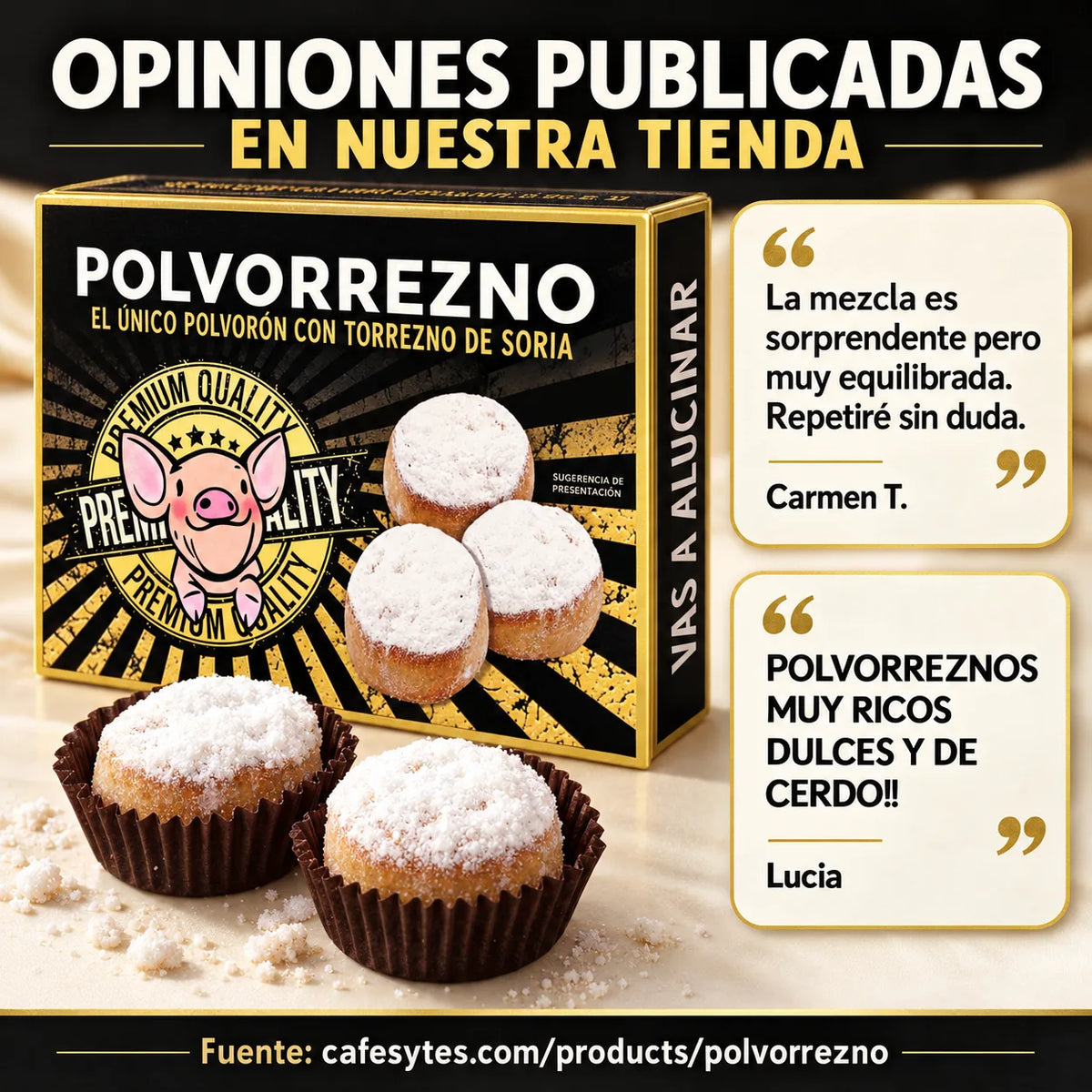 Detalle del polvorrezno con torrezno de El Beato, dulce navideño artesano