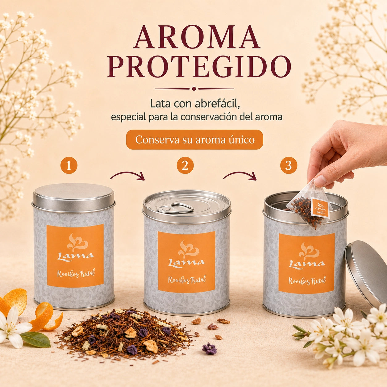 Rooibos Frutal Lama en pirámides
