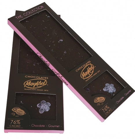 Chocolate negro 76% con caramelo de violetas