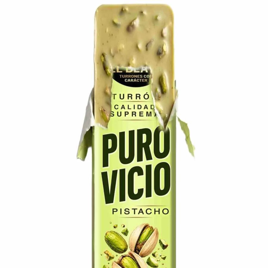 Lingote de turrón de pistacho artesano El Beato con corn flakes crujientes