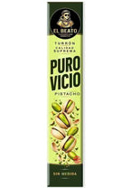 Turrón de pistacho Puro Vicio El Beato, chocolate blanco con granillo de pistacho 250 g
