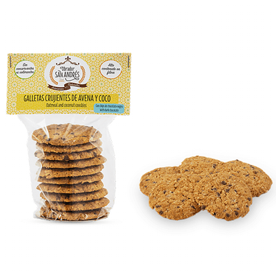 Oatmeal and coconut cookies with chocolate